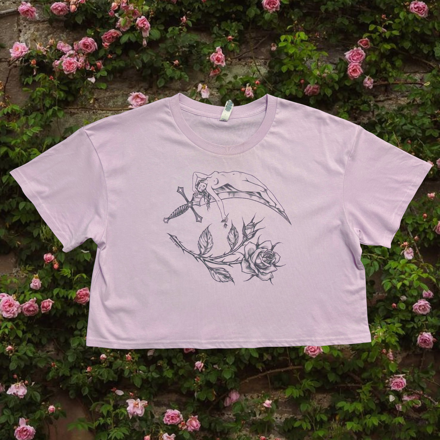 L - SAMPLE Sharp as a Woman, Dark Print Crop