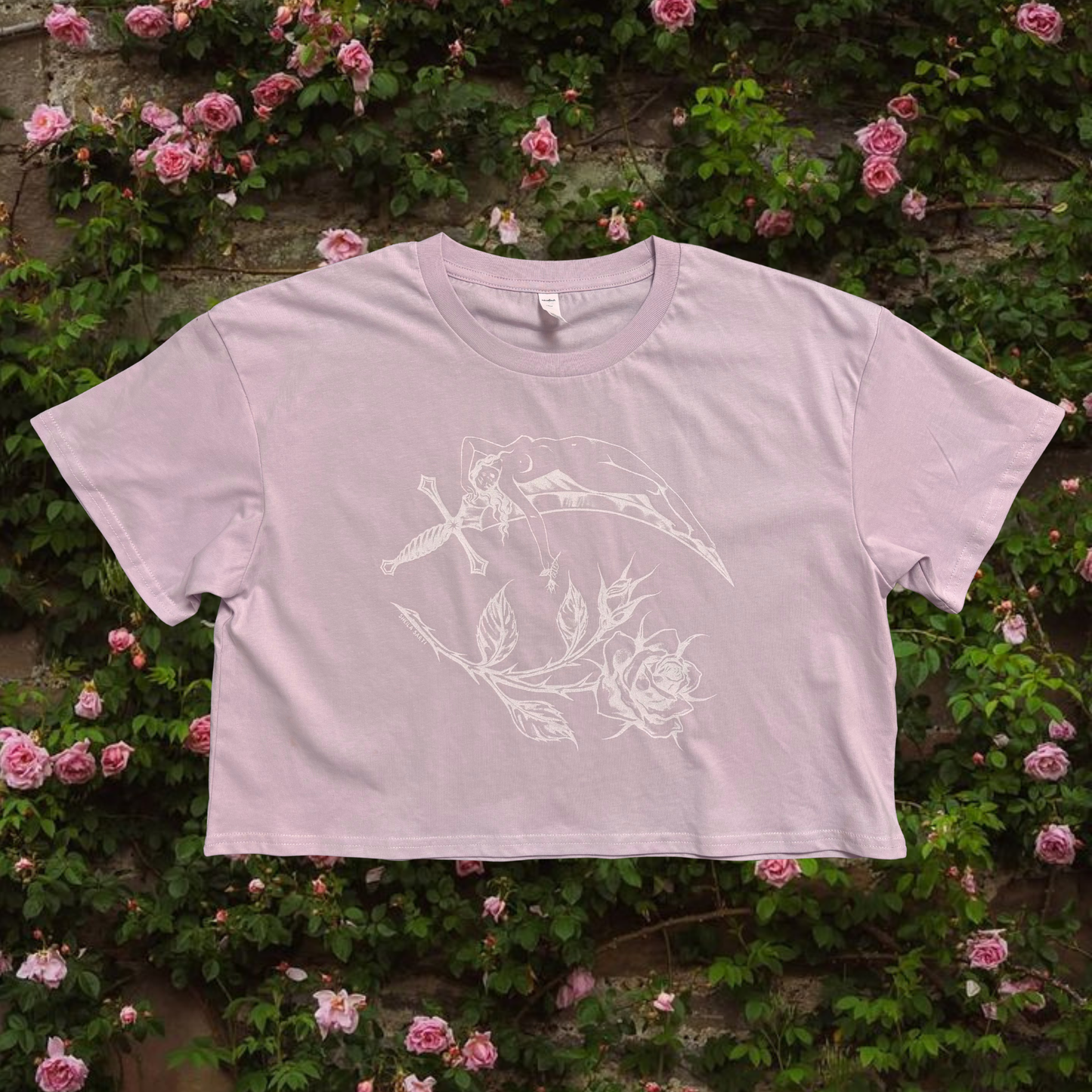 L - SAMPLE Sharp as a Woman, WHITE Print Crop