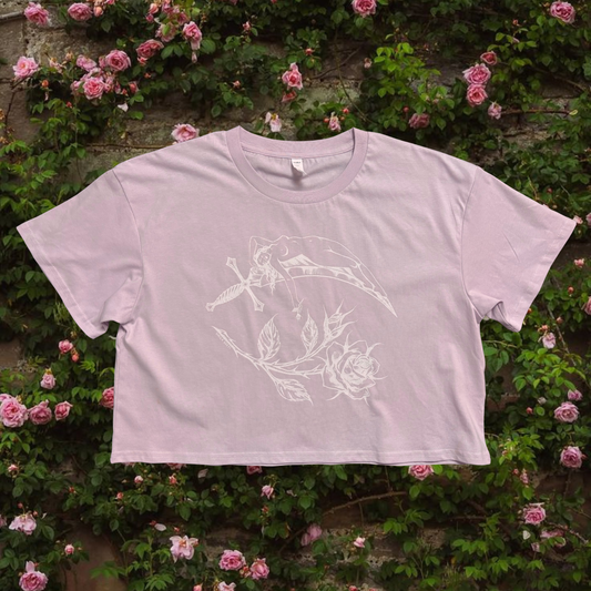 L - SAMPLE Sharp as a Woman, WHITE Print Crop